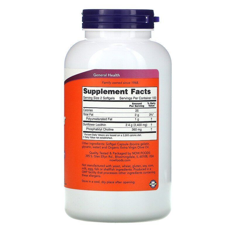 Купити Now Foods, соняшниковий лецитин, 1200 мг, 200 капсул (NOW-02313 ...