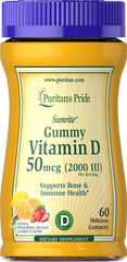 Вітамін Д3 Puritan's Pride, Vitamin D3 2000 IU (per serving) Gummies 60 желейних цукерок (PTP-59049), фото