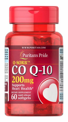 Коензим Q-10, Q-SORB ™ Co Q-10, Puritan's Pride, 200 мг, 60 гелевих капсул швидкого вивільнення (PTP-00060), фото