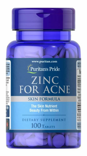 Цинк от прыщей, Zinc for Acne, Puritan's Pride, 100 таблеток (PTP-12580), фото