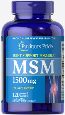 МСМ, Метилсульфонилметан, MSM, Puritan's Pride, 1500 mg, 120 капсул (PTP-11732), фото
