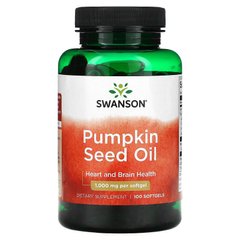 Swanson, Pumpkin Seed Oil, 1000 мг, 100 гелевих капсул (SWV-01364), фото