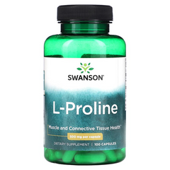 Swanson, L-пролин, 500 мг, 100 капсул (SWV-11028), фото