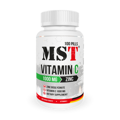 MST Nutrition, Вітамін С + Цинк хелат, 100 таблеток (MST-00312), фото