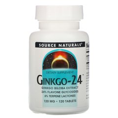 Source Naturals, Ginkgo-24, гінкго білоба, 120 мг, 120 таблеток (SNS-00223), фото