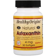 Healthy Origins, Астаксантин, 4 мг, 30 желатинових капсул (HOG-84912), фото