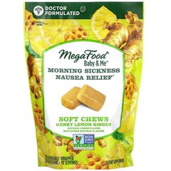 MegaFood, Baby & Me, Morning Sickness Nausea Relief, Honey Lemon Ginger, 30 Soft Chews (MGF-10397), фото