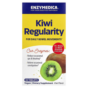 Enzymedica, Kiwi Regularity, смак ківі, 30 жувальних таблеток для полегшення стану (ENZ-11015), фото