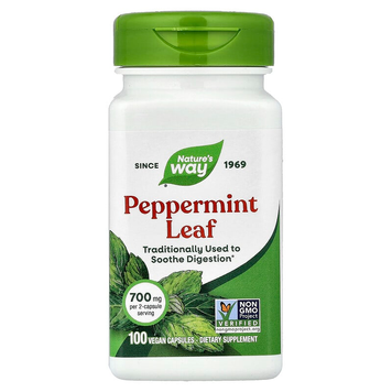 Листья перечной мяты 350 мг Nature's Way Peppermint Leaf - 100 веганских капсул, фото