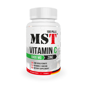 MST Nutrition, Вітамін С + Цинк хелат, 100 таблеток (MST-00312), фото