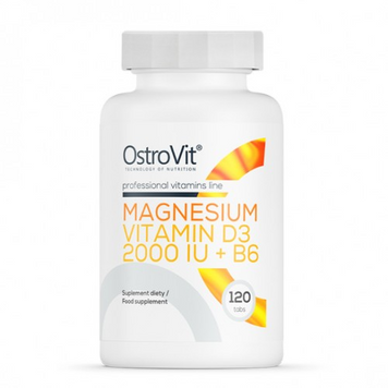 Ostrovit, Магній + Вітамін D3 + B6, Magnesium + Vitamin D3 2000 МО + B6, 120 таблеток (OST-91249), фото