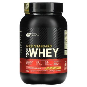 Optimum Nutrition, Gold Standard, 100% Whey, сыворотка, банан с клубникой, 907 г (OPN-02987), фото