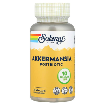 Аккермансия 10 млрд ТФУ Solaray Akkermansia Postbiotic - 30 вегетарианских капсул, фото