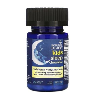 Mommy's Bliss, Жувальні таблетки для сну для дітей мелатонін + магній для дітей від 3 років, натуральний виноград 35 жувальних таблеток (BAB-07184), фото