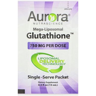 Aurora Nutrascience, мегаліпосомальний глутатіон, 750 мг, 32 порційних упаковок, 15 мл кожна (AUN-22941), фото