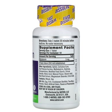 Natrol, Мелатонин, быстрорастворимые, клубника, 3 мг, 90 таблеток (NTL-06076), фото