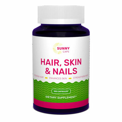 Комплекс кожа, волосы, ногти, Hair, Skin & Nails Complex Powerfull, Sunny Caps, 100 капсул (SUN-530753), фото