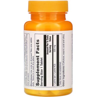 Thompson, L-лизин, 500 мг, 60 таблеток (THO-19750), фото