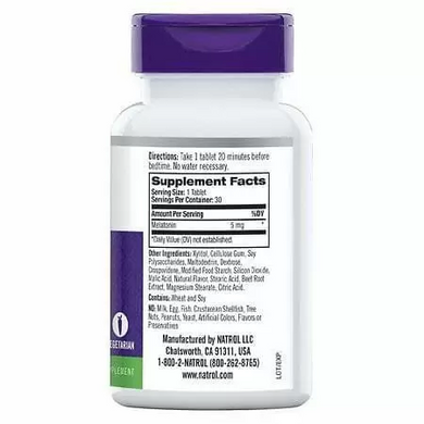 Мелатонін, Natrol, 5 мг, 30 таблеток (NTL-07168), фото