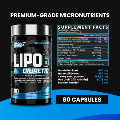 Nutrex Research, LIPO-6 Diuretic, диуретик, 80 капсул (NRX-50477), фото