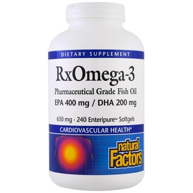 Рыбий жир, Омега 3, Rx Omega-3, Natural Factors, 630 мг, 240 капсул (NFS-35491), фото