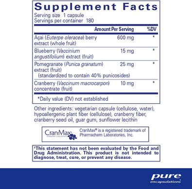Асаи 600 мг, Asai, Pure Encapsulations, 180 капсул (PE-01189), фото