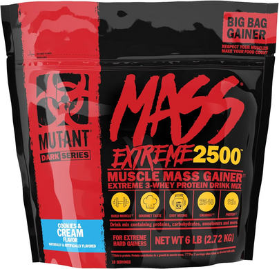 Mutant, Mass Extreme 2500, Гейнер + порошок сироваткового протеїну, печиво та крем, 2720 г (814977), фото