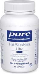 Витамины для волос, кожи и ногтей, Hair/Skin/Nails Ultra, Pure Encapsulations, 60 капсул (PE-01357), фото