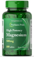 Магний, Magnesium, Puritan's Pride, 500 мг, 100 таблеток (PTP-15535), фото