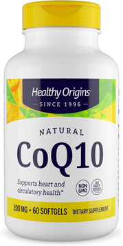 Healthy Origins, Коэнзим Q10 (CoQ10), для сердца и энергии, без глютена, Non-GMO, 200 мг, 60 мягких капсул (HOG-35048), фото
