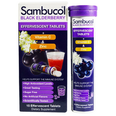 Sambucol, черная бузина, витамин C и цинк, 15 шипучих таблеток (SBL-00129), фото