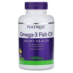 Natrol, рыбий жир омега-3, натуральный лимонный вкус, 1000 мг, 150 мягких таблеток (NTL-04040), фото