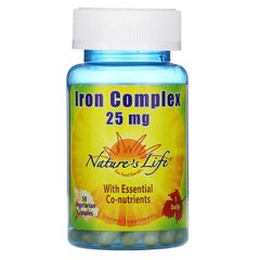 Nature's Life, комплекс железа, 25 мг, 50 вегетарианских капсул (NLI-00226), фото