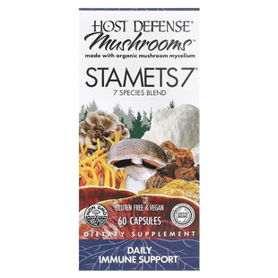 Host Defense, Mushrooms™, Stamets 7, ежедневная поддержка иммунитета, 60 вегетарианских капсул (FPI-03702), фото