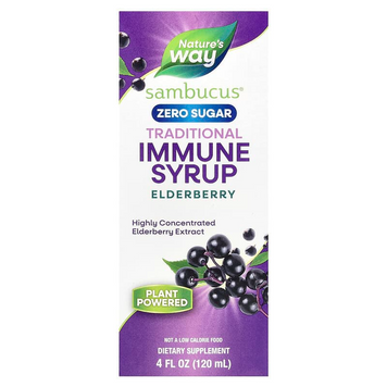 Nature's Way, Sambucus®, традиционный сироп для укрепления иммунитета, без сахара, с бузиной, 50 мг, 120 мл (NTL-07697), фото