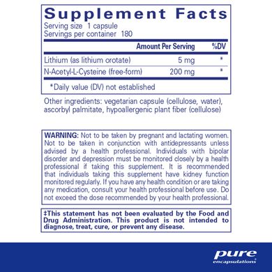 Pure Encapsulations, Літій оротат, 5 мг, 180 капсул (PE-01125), фото