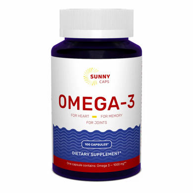 Омега-3, рыбий жир, Omega-3 Activ Powerfull, Sunny Caps, 1000 мг, 100 гелевых капсул (SUN-530661), фото