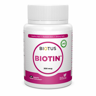 Биотин, Biotin, Biotus, 300 мкг, 100 таблеток (BIO-530296), фото