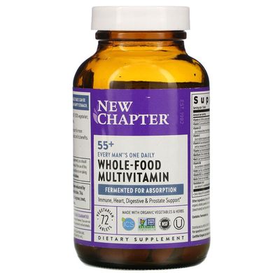 New Chapter, Every Man's One Daily Multi, мультивітаміни для чоловіків віком від 55 років, 72 вегетаріанські таблетки (NCR-90128), фото
