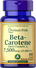 Бета-каротин, Beta-Carotene, Puritan's Pride, 25 000 МО, 100 гелевих капсул (PTP-11220), фото