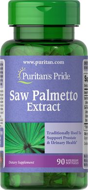 З пальметто, Saw Palmetto, Puritan's Pride, екстракт, 90 гелевих капсул (PTP-11594), фото