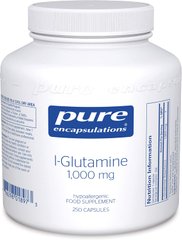 L-глютамин 1000 мг, l-Glutamine 1000 mg, Pure Encapsulations, 250 капсул, (PE-00138), фото