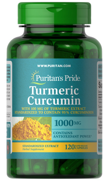 Puritan's Pride, Turmeric Curcumin with BioPerine®, Куркумин + биоперин, 1000 мг, 120 капсул (PTP-16279), фото
