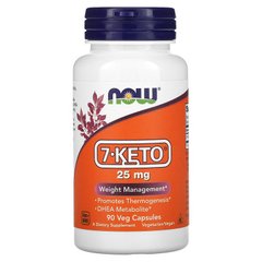 Now Foods, 7-KETO, 25 мг, 90 рослинних капсул (NOW-03010), фото