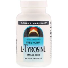 L-Тирозин 500 мг, L-Tyrosine, Source Naturals, 100 таблеток (SNS-00190), фото