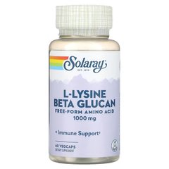 Solaray, L-лизин и бета-глюкан, 500 мг, 60 вегетарианских капсул (SOR-04861), фото