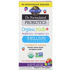Garden of Life, Dr. Formulated Probiotics, Organic Kids+, зі смаком органічних ягід та вишні, 30 смачних жувальних таблеток (GOL-12119), фото