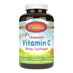 Carlson Labs, Kid's, жевательный витамин C, натуральный мандарин, 250 мг, 120 вегетарианских таблеток (CAR-03101), фото