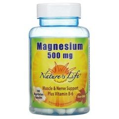 Nature's Life, магній + B6, 500 мг, 100 вегетаріанських капсул (NLI-00437), фото