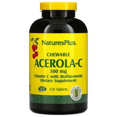 NaturesPlus, Ацерола-C у жувальній формі, вітамін C з біофлавоноїдами, 500 мг, 150 таблеток (NAP-02462), фото